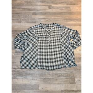 Catherines 3x women's partial button down plaid blouse